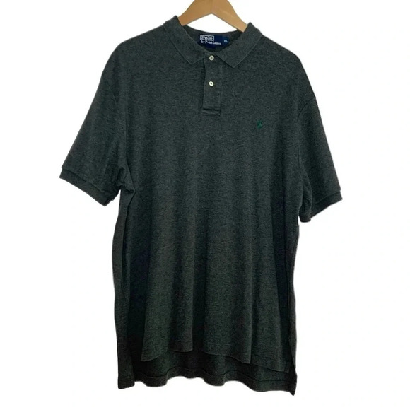 Polo Ralph Lauren Dark Gray Short Sleeve Shirt Cotton Green Pony Country Club XL - Picture 1 of 8